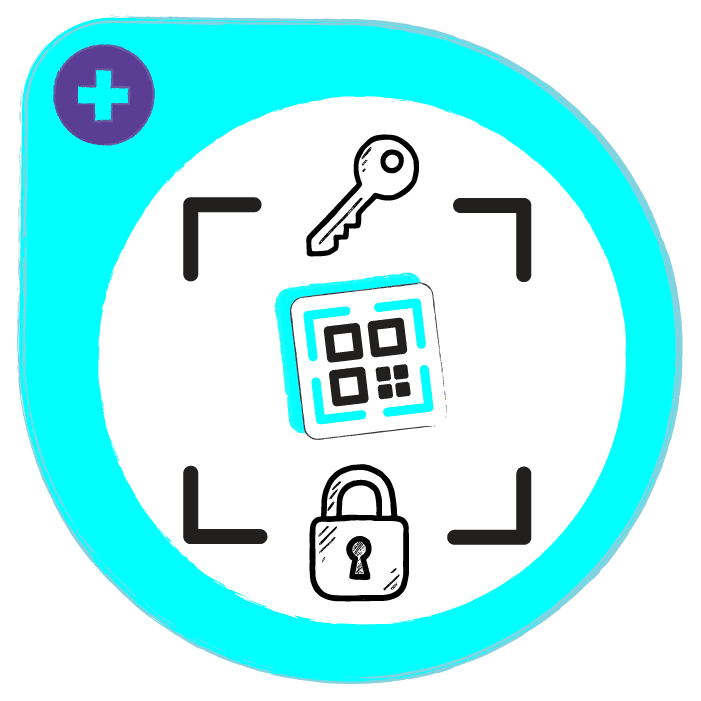 linkable-id-secure-qr-scans A QR code with a lock icon and brand logo, representing secure and trustworthy QR code scans, leading to peace of mind for users